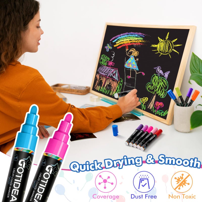 GOTIDEAL Chalk Markers, 30 Colors Liquid Chalk Markers for Blackboard Chalkboard Calendar Glass Neon Pens, Washable Window markers Paint and Drawing for Car, Auto, Bistro,Mirror Wet Erase Chisel Tip - Image 5